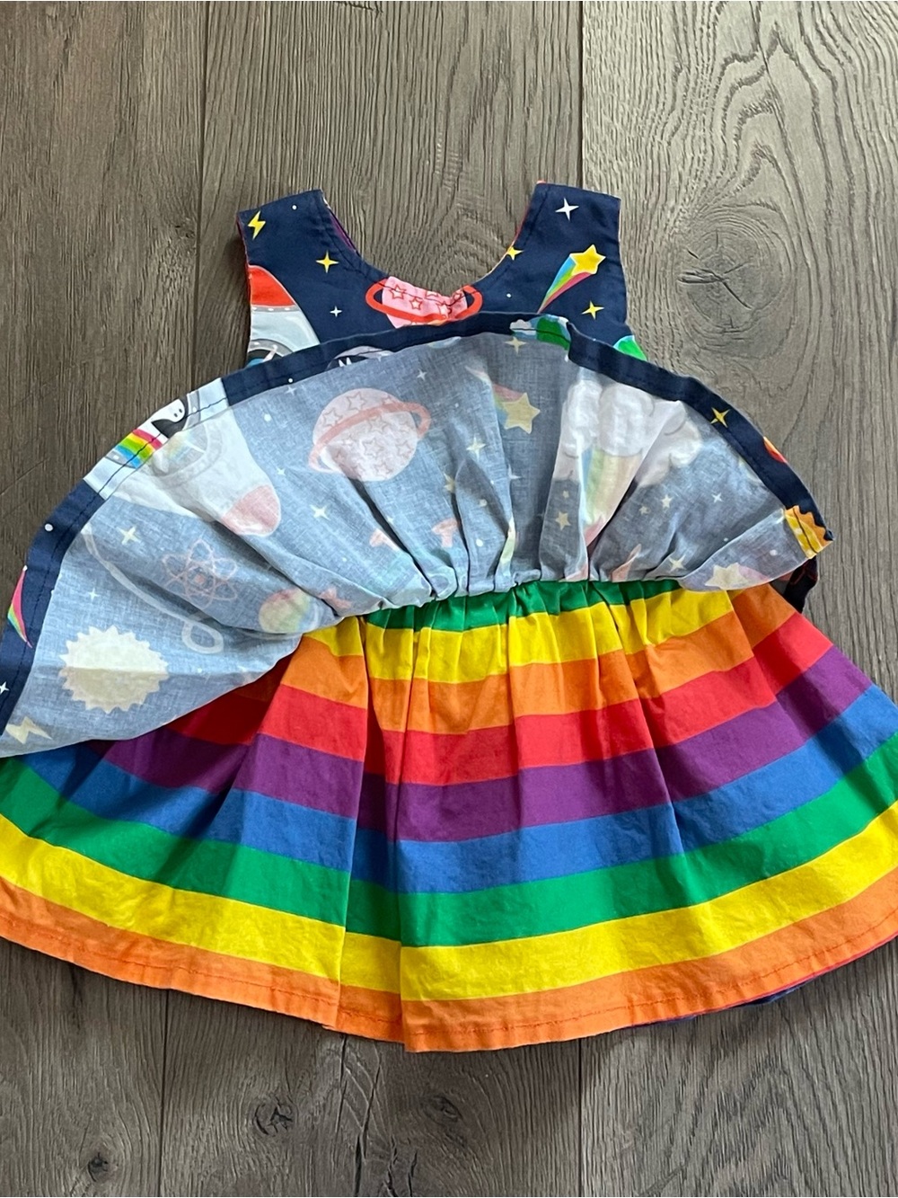 Dino Rawr Small Shop Rainbow Space Dinosaur Unicorn 12m Baby Dress - Picture 5 of 10